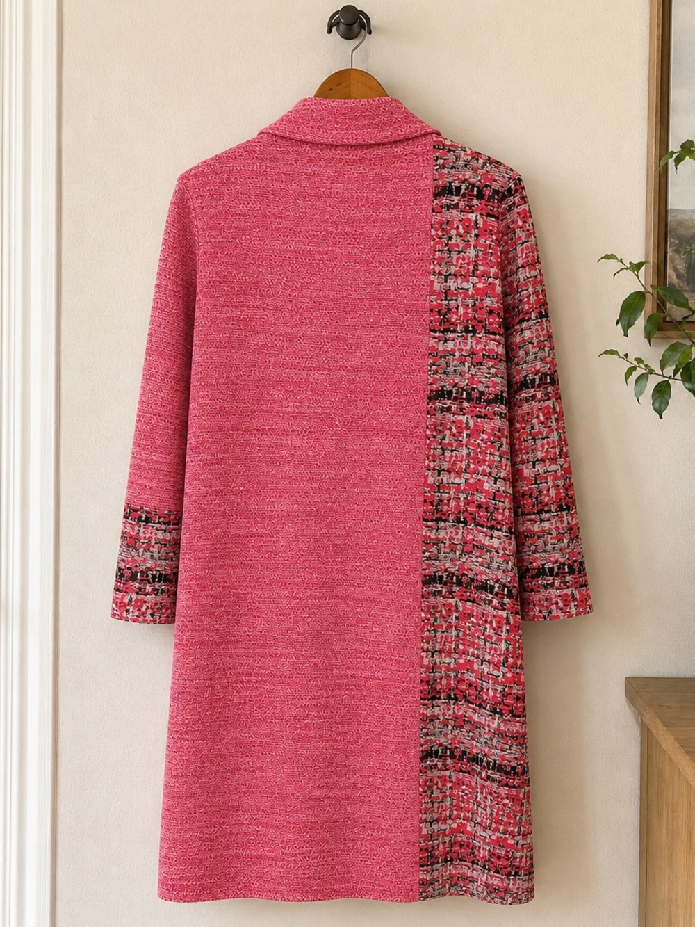 MISOOK Patchwork Tweed Long Duster Coat NWT- Size Medium - Picture 7 of 10